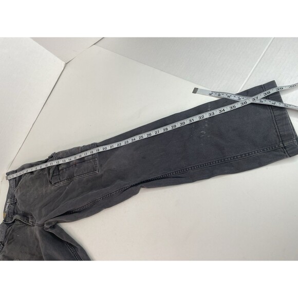 Carhartt Work Pants 31X32, Dark Grey, Relaxed Fit, Worn, Logo, Distressed - Picture 9 of 9